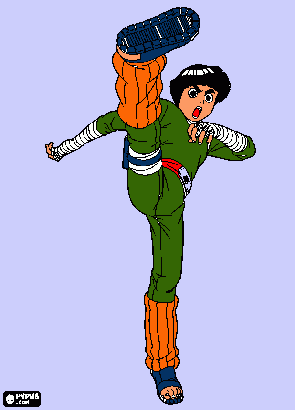 desenho de Rock Lee jovenhi ninja.personagem de naruto,homenagem ao bruce Lee para colorir e imprimir