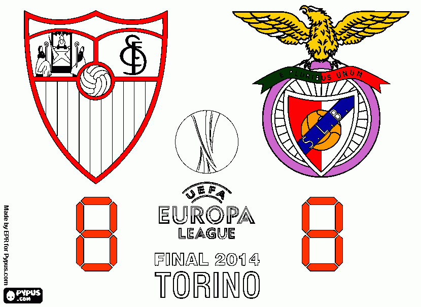 desenho de sevilha vs benfica final europa league 2013 2014  para colorir e imprimir