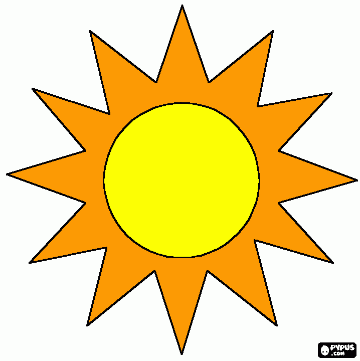 desenho de sol a estrela esta no centro para colorir e imprimir