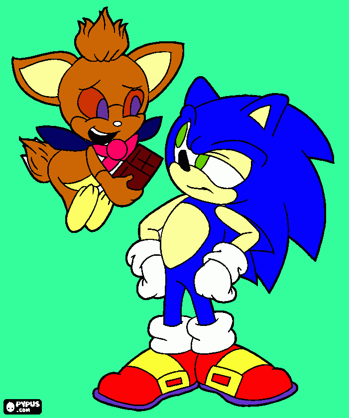 desenho de Sonic com Chip, o pequeno animal voador é um amigo de Sonic para colorir e imprimir