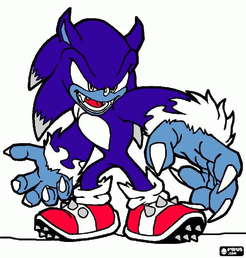 desenho de sonic ele se transforma no lobo ouriço obra de moisés para colorir e imprimir