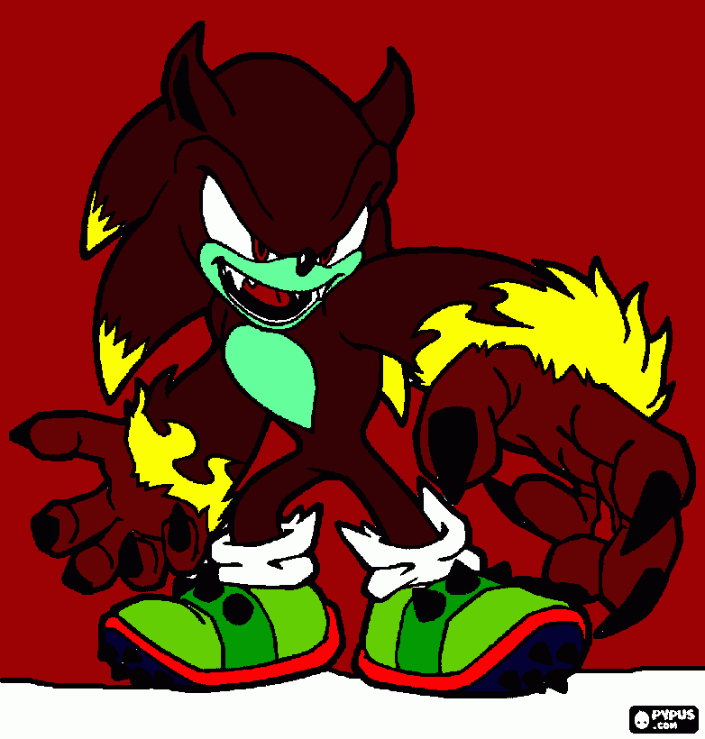 desenho de sonic the werehog a útima transformação para colorir e imprimir