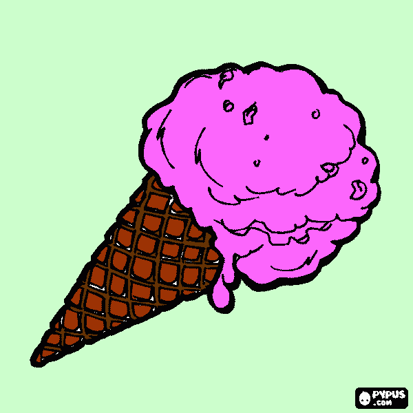 desenho de sorvete na casquinha de sorvete para colorir e imprimir