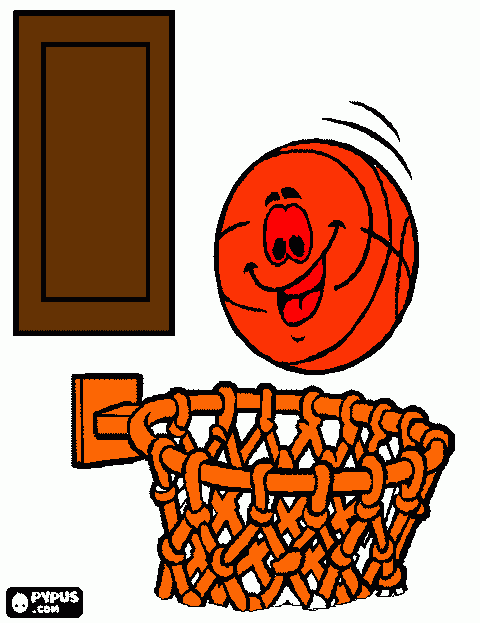 desenho de tabela de basquete e bola que entra no arco  para colorir e imprimir