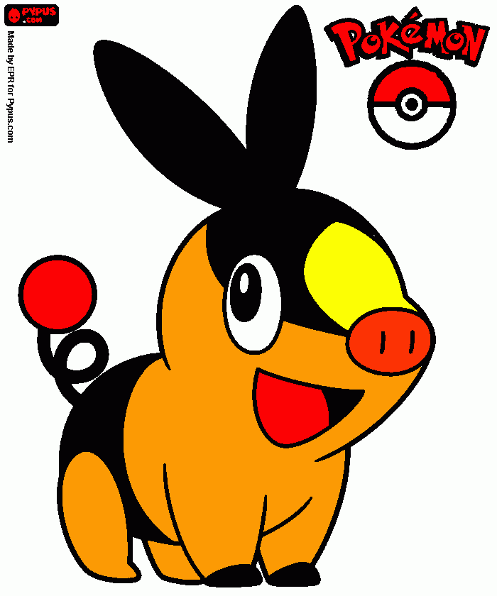 desenho de Tepig,o pokémon inicial tipo fogo  para colorir e imprimir