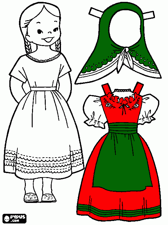 desenho de traje típico italiana para colorir e imprimir
