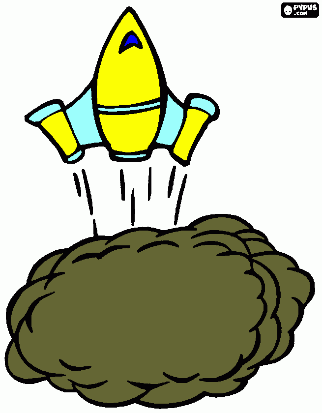 desenho de um foguete espacial vai para o espaço sideral para colorir e imprimir