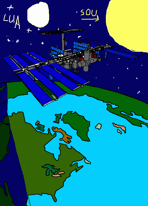 desenho de um satelite em orbita da terra para colorir e imprimir