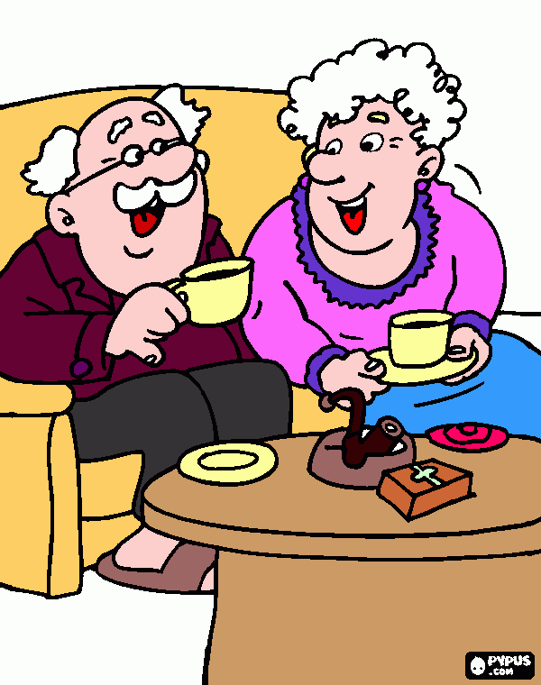 Desenho de vovô e vovó para colorir e imprimir