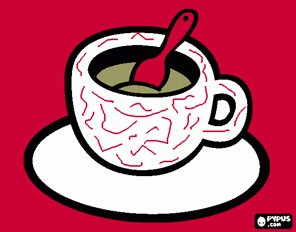 desenho de xicara de café com pires para colorir e imprimir