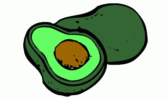 desenho do abacate ao meio para colorir e imprimir