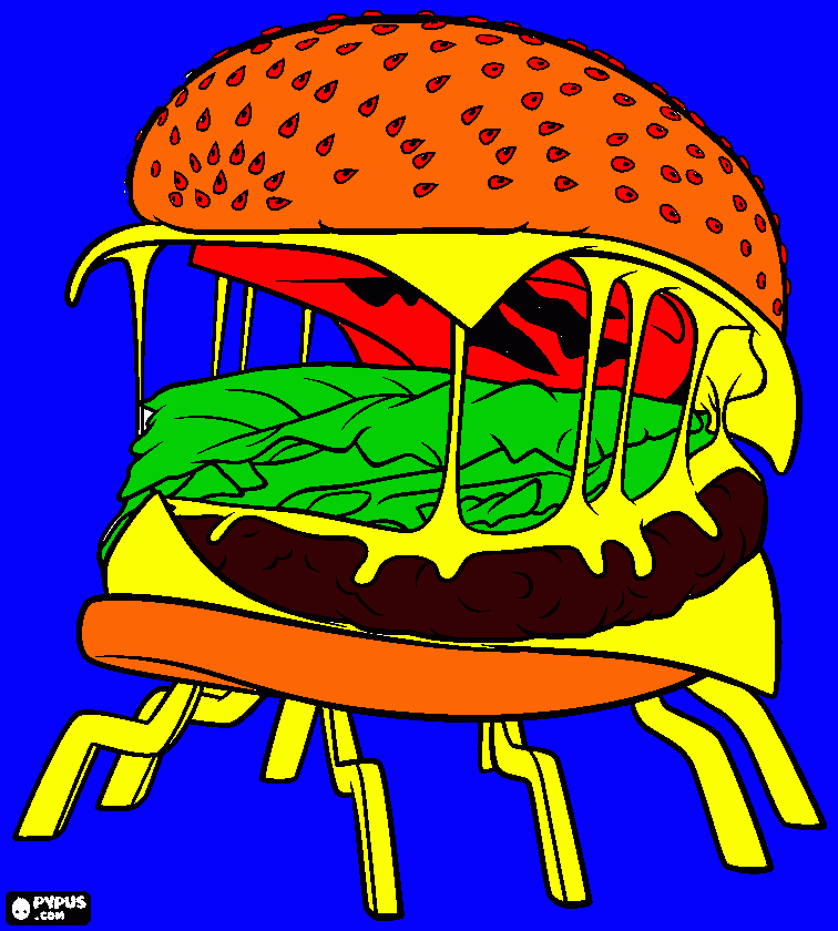 desenho     do     hamburge   gigante para colorir e imprimir