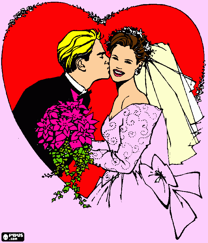 desenho do noivos se beijando para colorir e imprimir