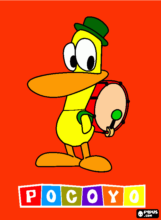 desenho do pato e seu bumbo para colorir e imprimir