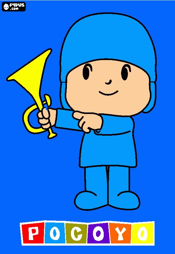 desenho do pocoyo e seu trompete para colorir e imprimir
