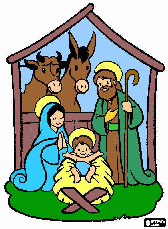 desenho do presepio em preto e branco para colorir e imprimir