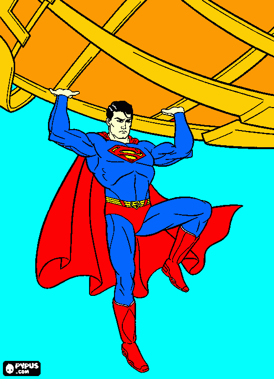 desenho do superman levantando a bola de metropolis para colorir e imprimir