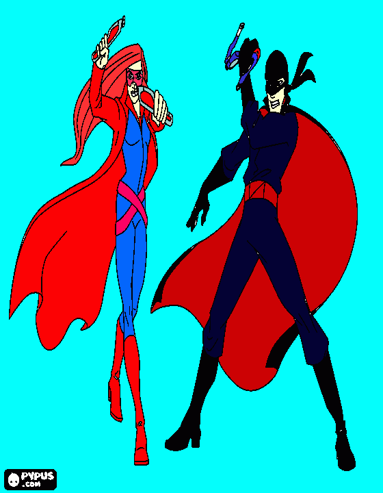 desenho do Zorro geração Z vs Scarlet chicote para colorir e imprimir