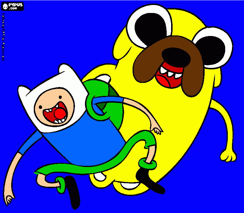 desenho dos protagonistas fim e jake o seu cão para colorir e imprimir