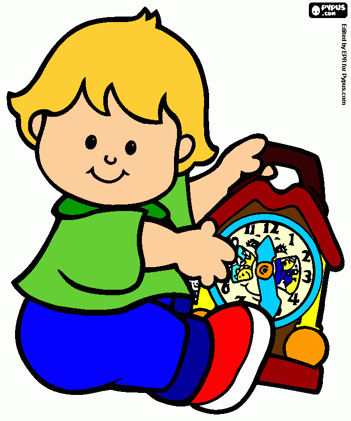 desenho menino com relogio para colorir e imprimir