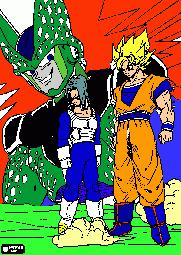 desenho tres personagens dragaon ball z para colorir e imprimir