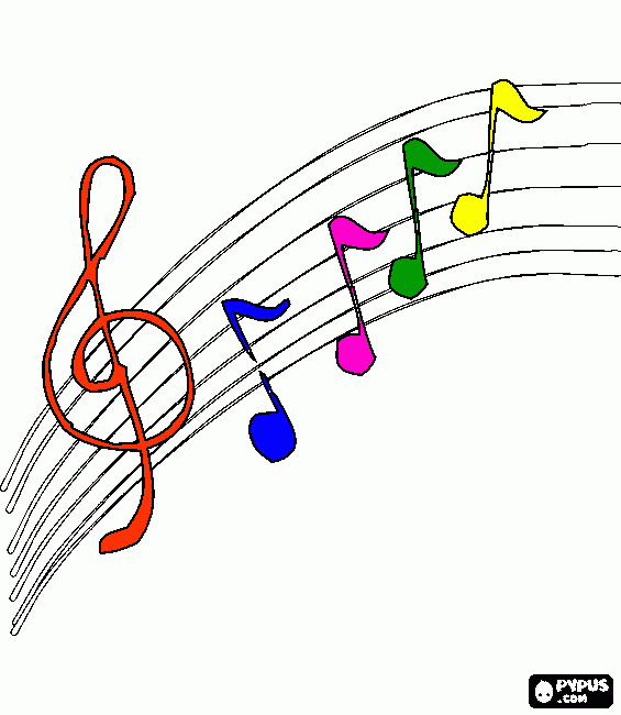 Desenhos de clave de sol e notas para colorir e imprimir