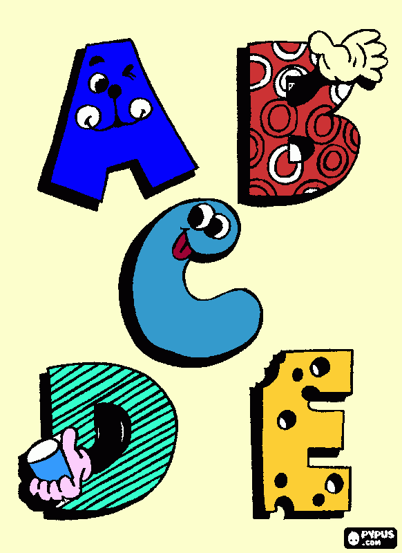 desenhos de letras a a z com desenhos engraçados para colorir e imprimir
