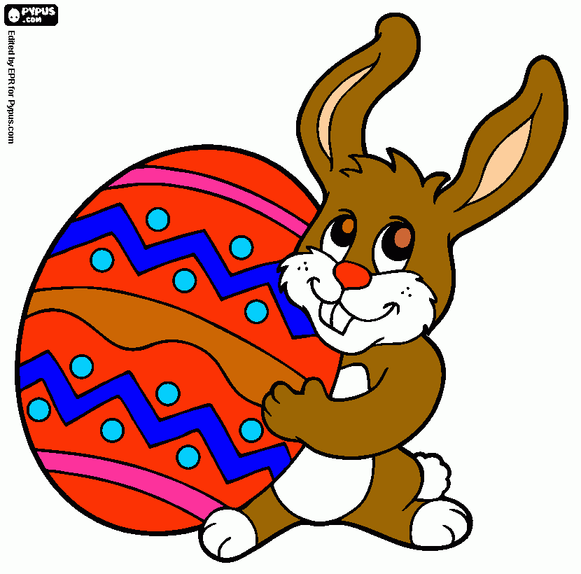 desenhos de ovo de pascoa com o coelinho  para colorir e imprimir