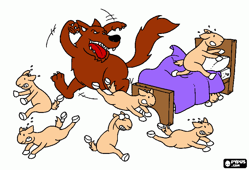 desenhos o lobo engana os cabritinhos para colorir e imprimir