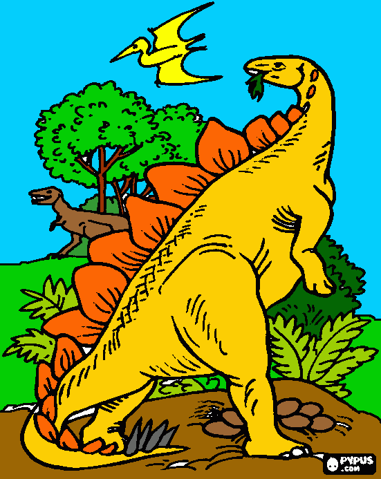 dinossauro com ninho para colorir e imprimir