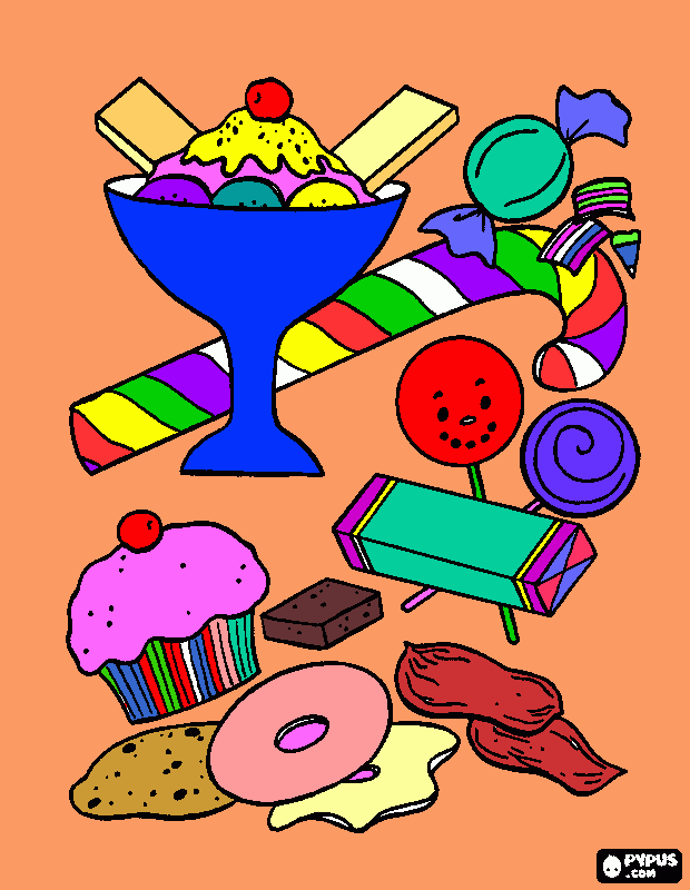 doces variados para colorir e imprimir