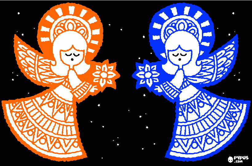 dois anjo  da grada para colorir e imprimir