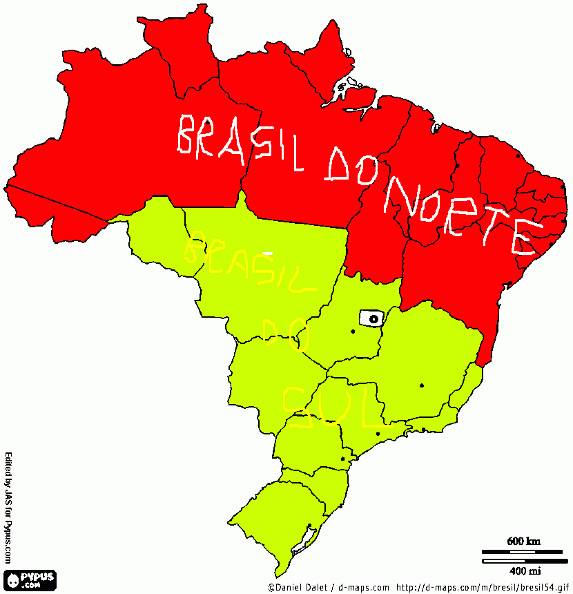 dois brasils-Brasil do norte e Brasil do Sul para colorir e imprimir