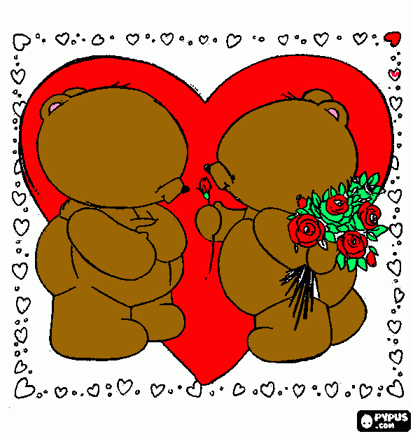 dois ursos apaixonados para colorir e imprimir