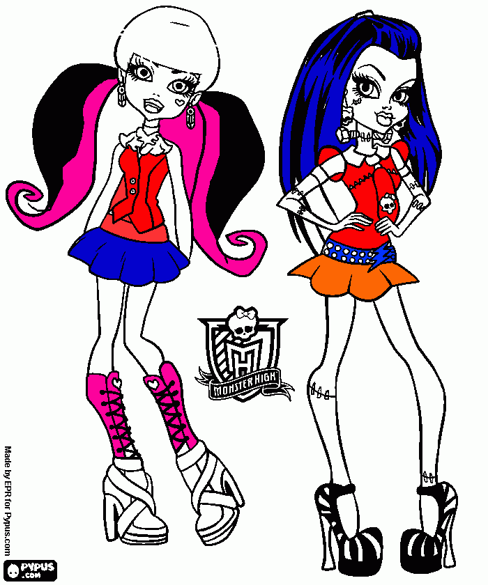 draculaura e franki para colorir e imprimir