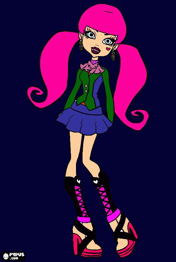 Draculaura pintada por mim para colorir e imprimir