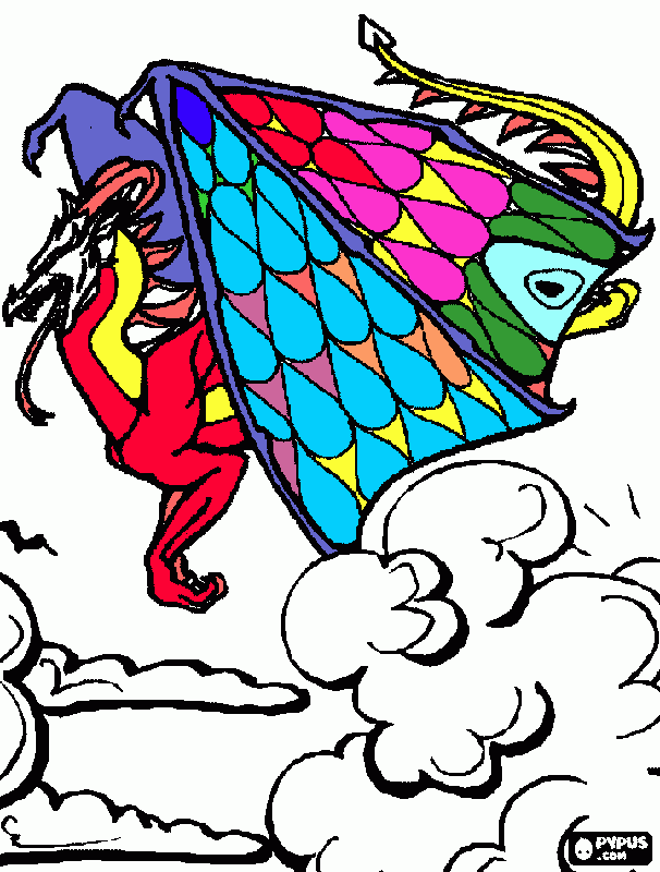 Dragão Arco-Iris para colorir e imprimir