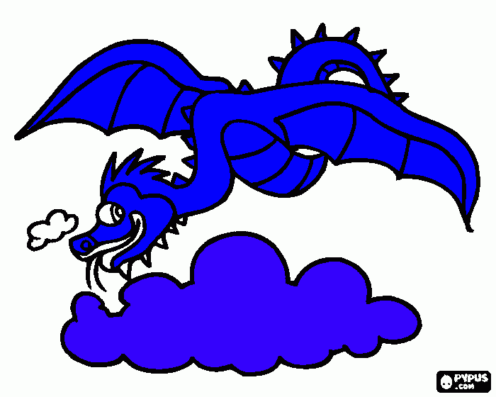 Dragão azul não quiz pintar a nivem para colorir e imprimir