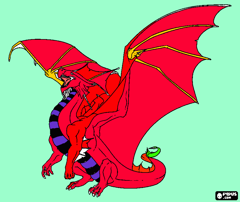 Dragão vermelho  para colorir e imprimir