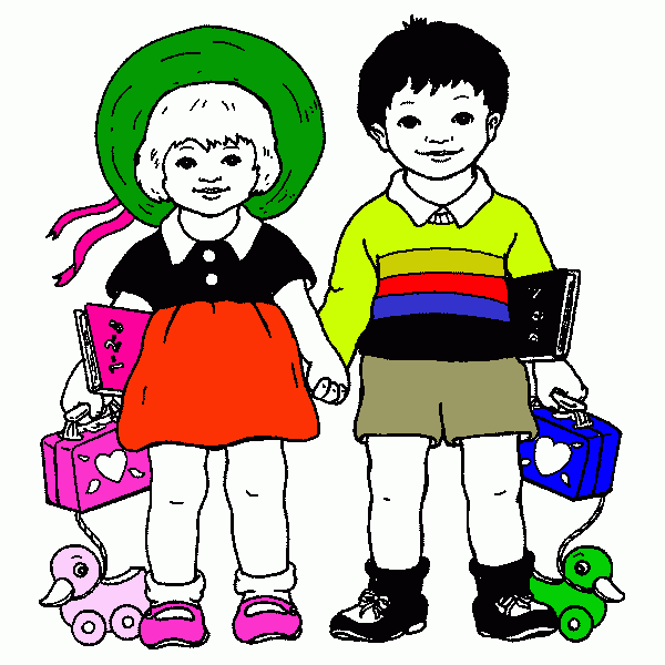 duas criança pitada  para colorir e imprimir