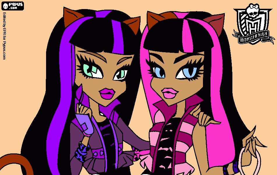 duas irmas gemeas  para colorir e imprimir