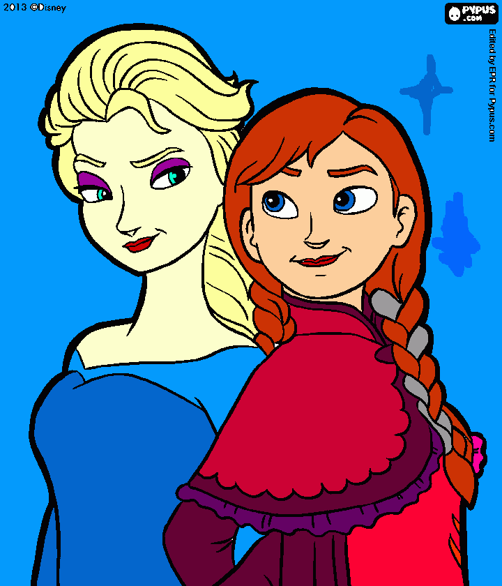 duas irmas juntas vivendo uma aventura no gelo. para colorir e imprimir