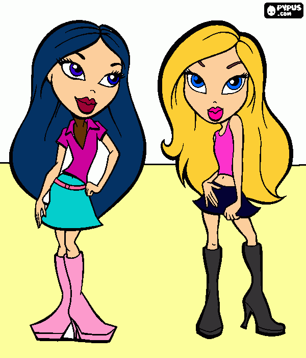 Duas meninas sapecas para colorir e imprimir