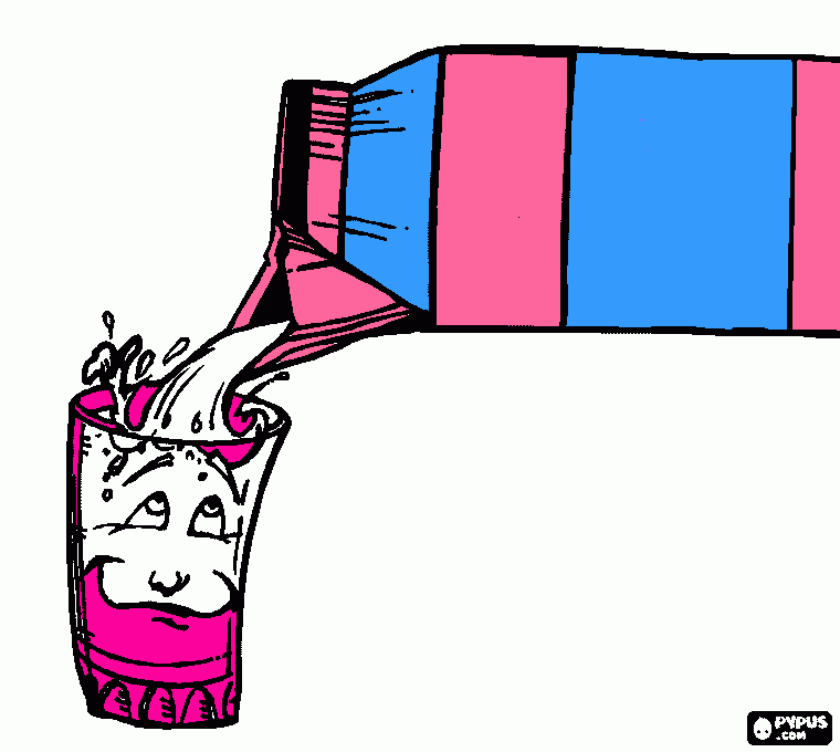 E um copo com leite e um pacote  de leite para colorir e imprimir