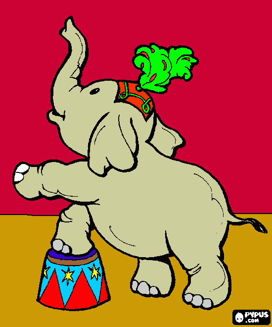Elefante no picadeiro para colorir e imprimir