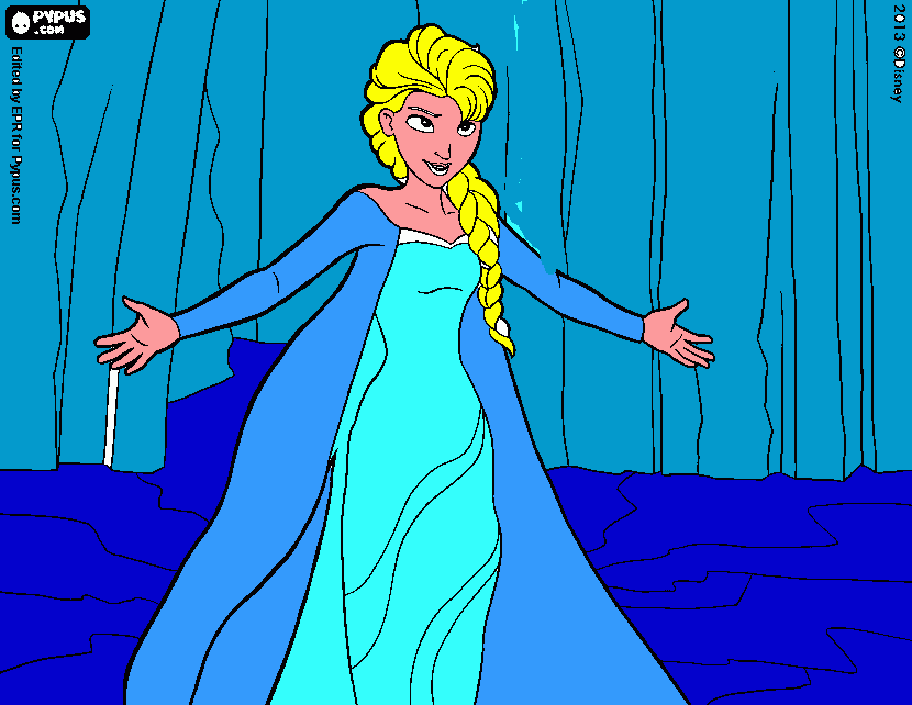 Elsa cantando para colorir e imprimir