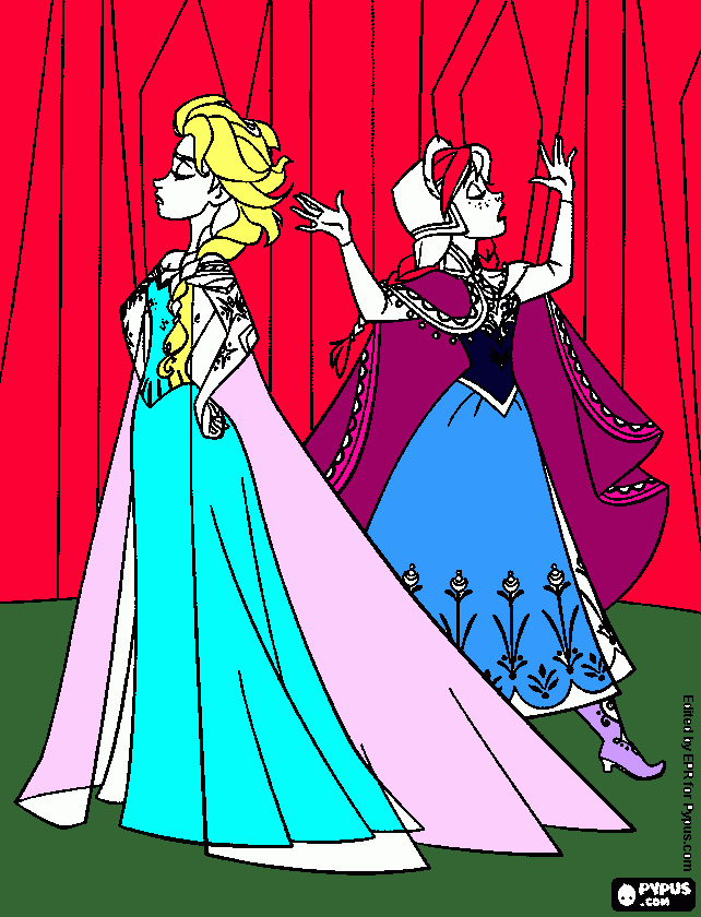 Elsa e Anna brigarao para colorir e imprimir