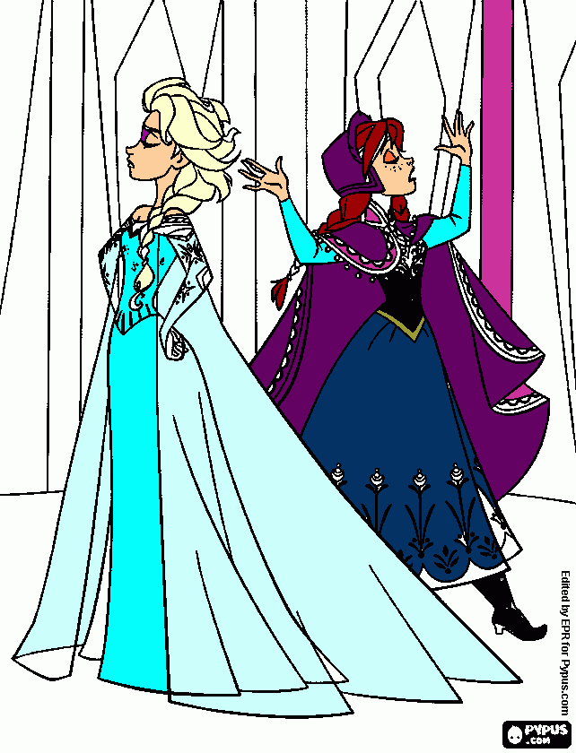 elsa e anna no castelo da gelo para colorir e imprimir