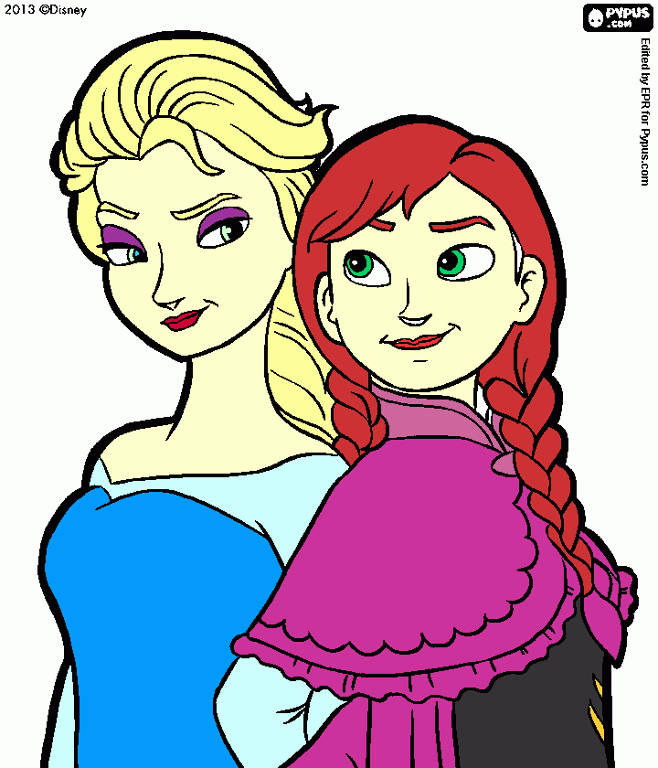 elsa e anna tru love para colorir e imprimir