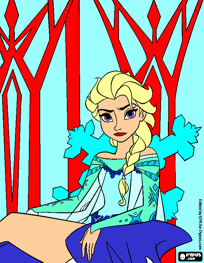 Elsa em seu castelo para colorir e imprimir